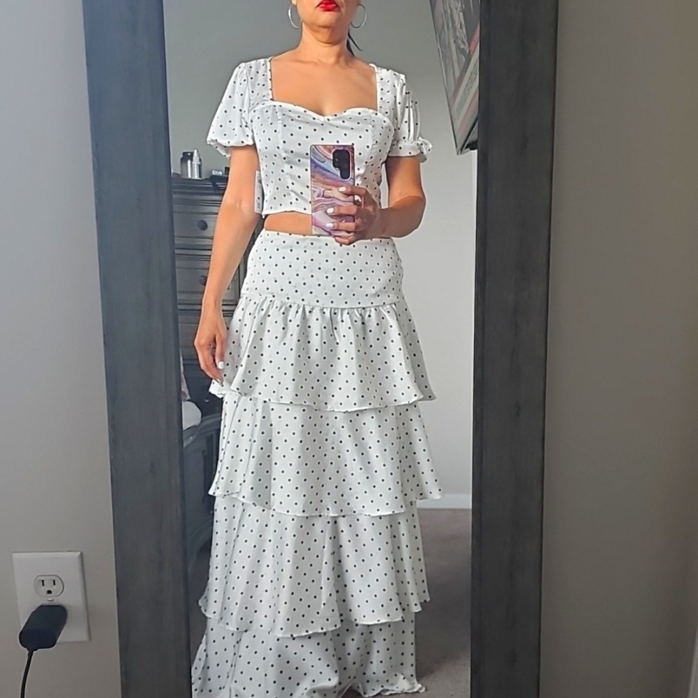 Black Polka Dot top & skirt set
